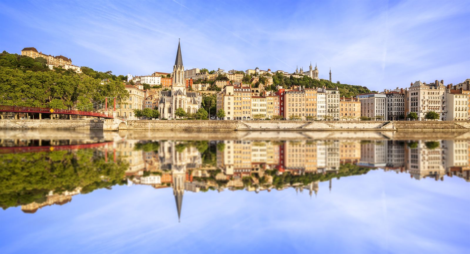 Lyon reflected in the Saône river